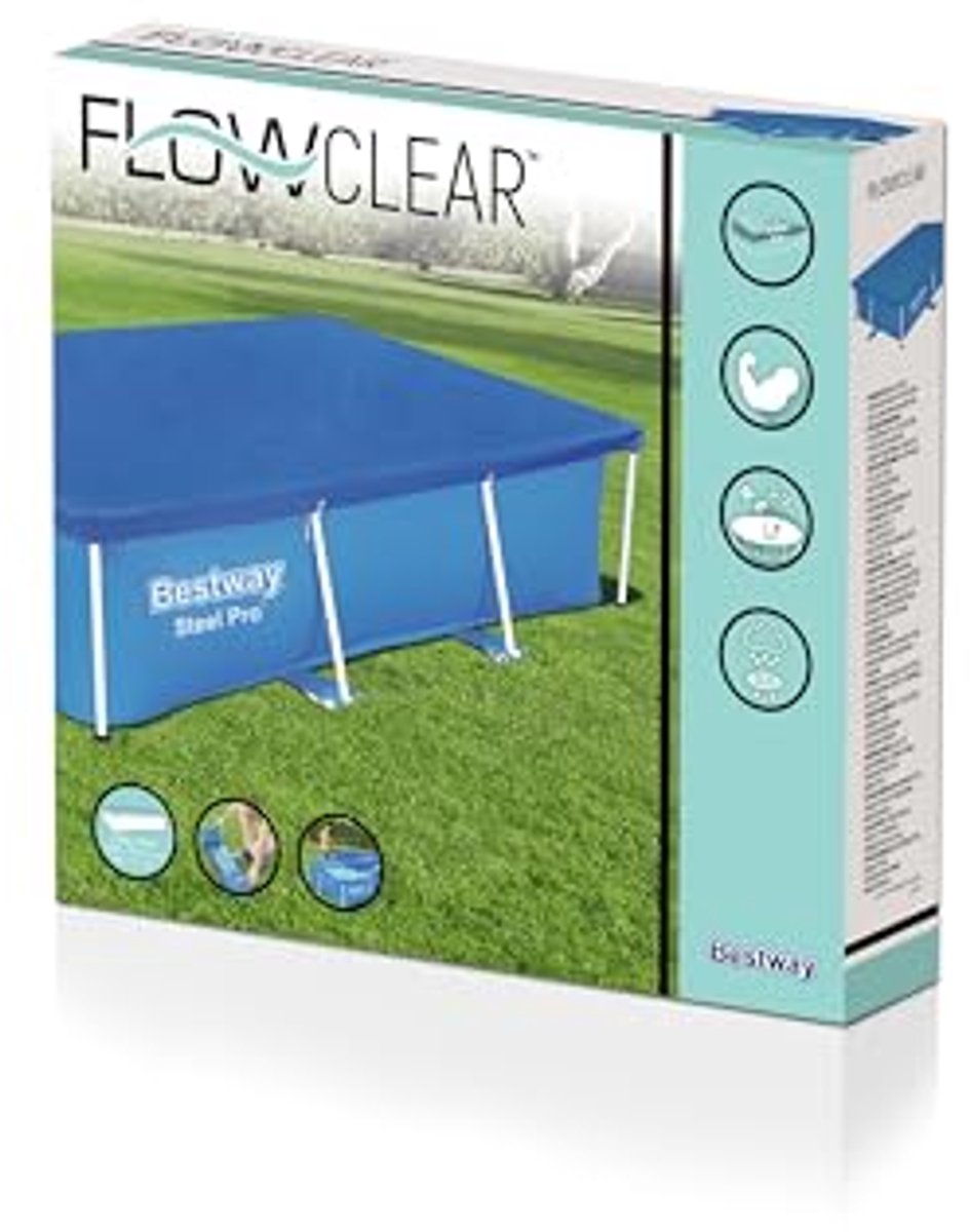 PE-afdekzeil voor rechthoekige zwembaden - Blauw - 2,64 m x 1,74 m x 61 cm