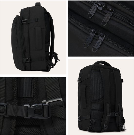 TRVLMORE 40L Reistas - Handbagage Rugzak - Rugtas - Weekendtas - Spatwaterdicht - Dames en Heren - Zwart
