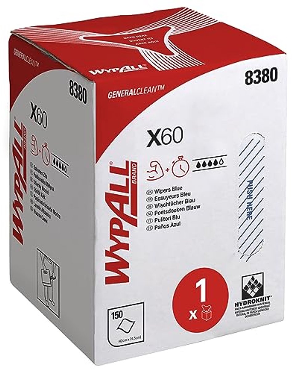 Centrefeed Roll Reinigingsdoeken - 1 Roll x 150 Blauwe Industriële Doeken