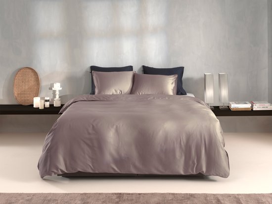 Zohome Dekbedovertrek Satinado - Paars - Eenpersoons - Dekbedhoes van 100% Katoen-Satijn - Uni - 140x220 + 1 sloop 60/70 cm