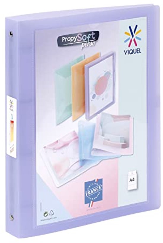 Flexibele A4 map met 4 ringen en 4 cm rug - Doorzichtige paarse variant ...