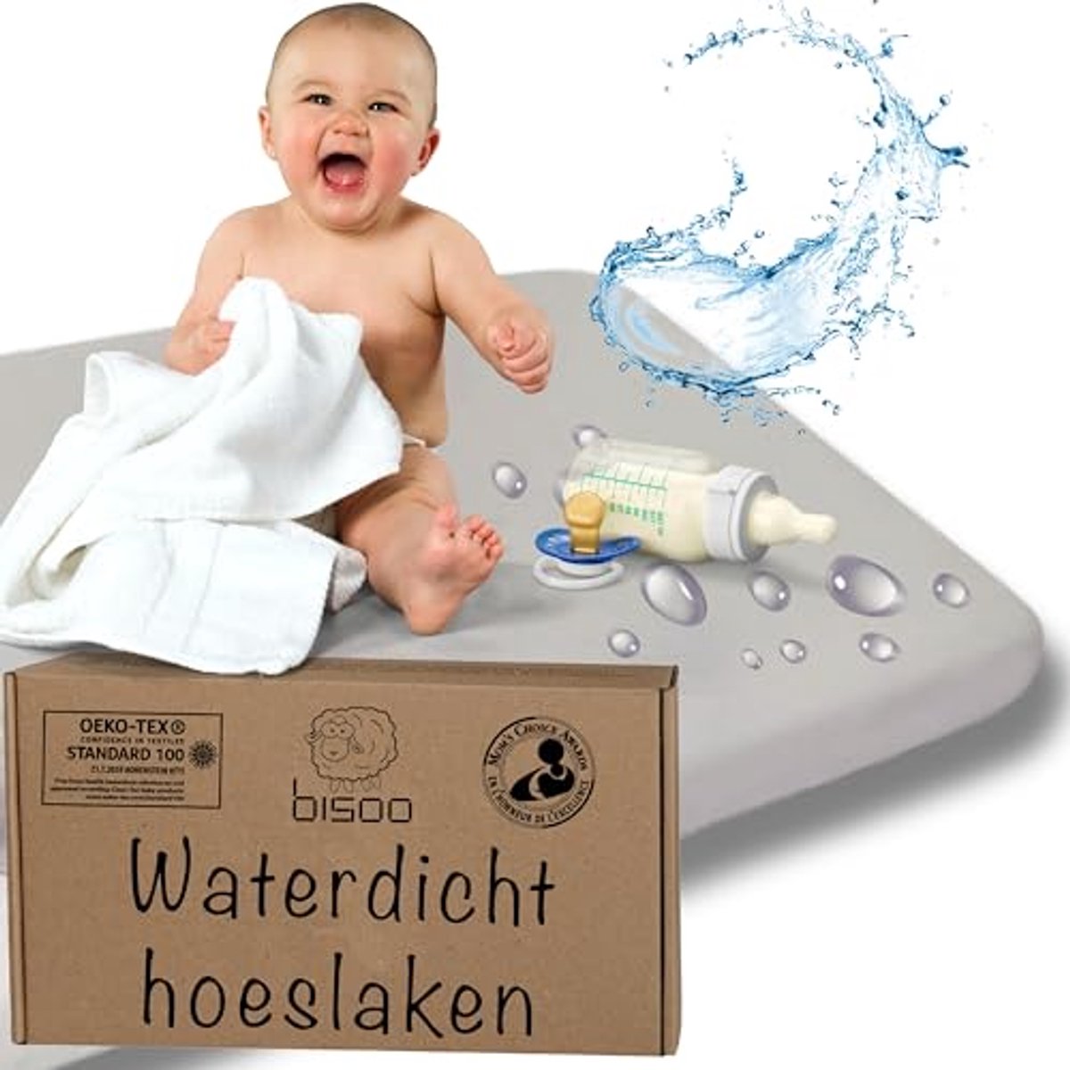 Image of 2-in-1 Waterdicht Hoeslaken en Matrasbeschermer voor Babybedje - Geschikt voor Wiegjes 50x80/50x83 cm - OEKO-TEX Jersey