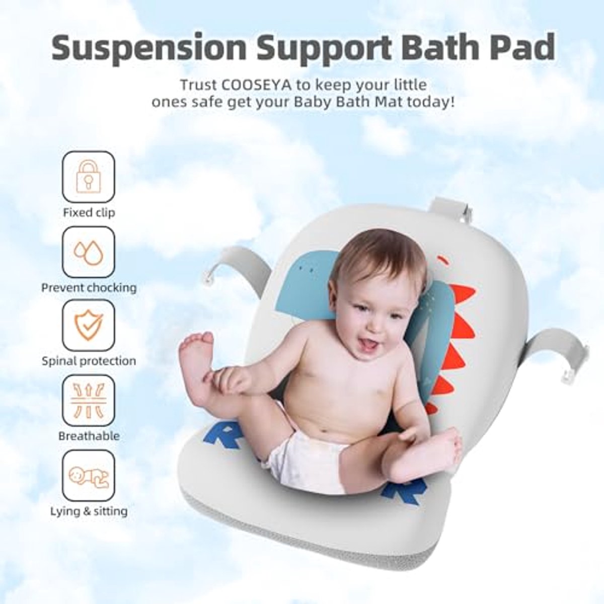 Opvouwbare babybadkuip met thermometer en drijfkussen, 0-3 jaar thumbnail 6