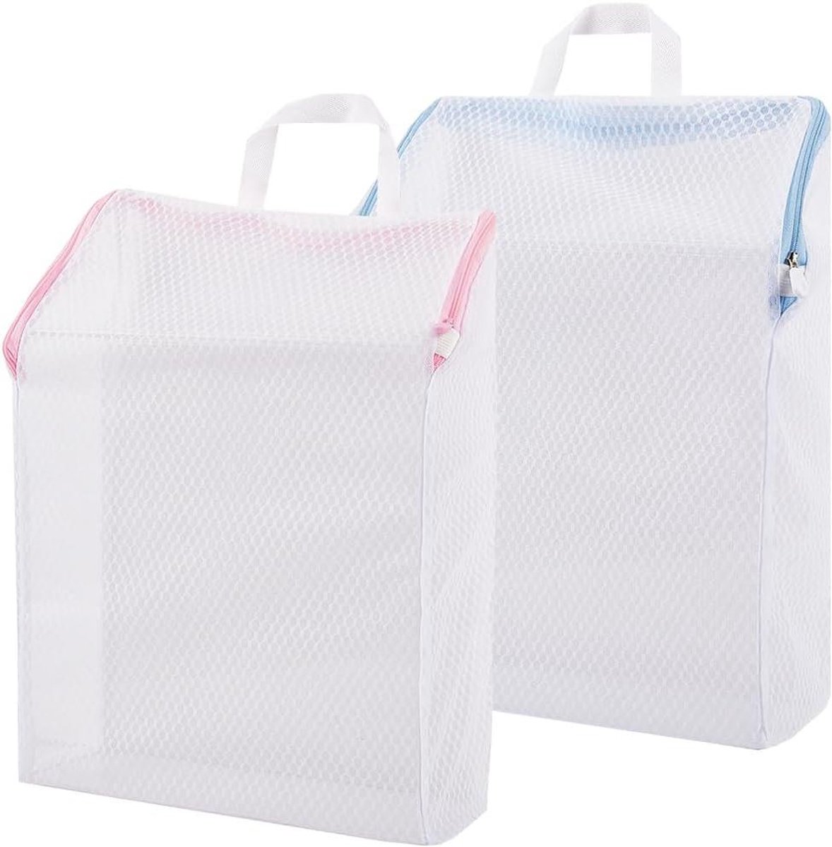 Waszakken Set - Stevige Rits - Ademend Mesh - Waszak voor Ondergoed en Kleding - Thuis en Reizen - 30 x 46 cm - Roze en Blauw
