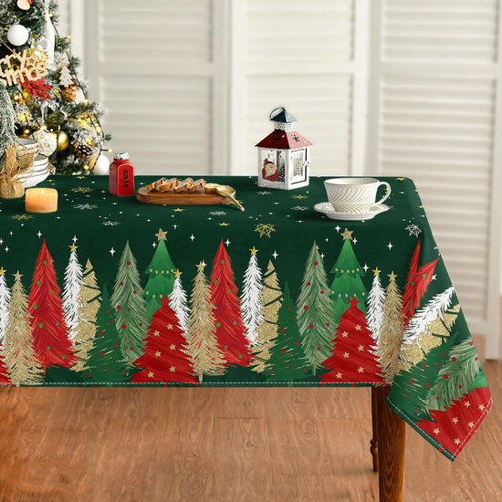Hysagtek Tafelkleed voor Kerstmis, rood, 140 x 220 cm, afwasbaar