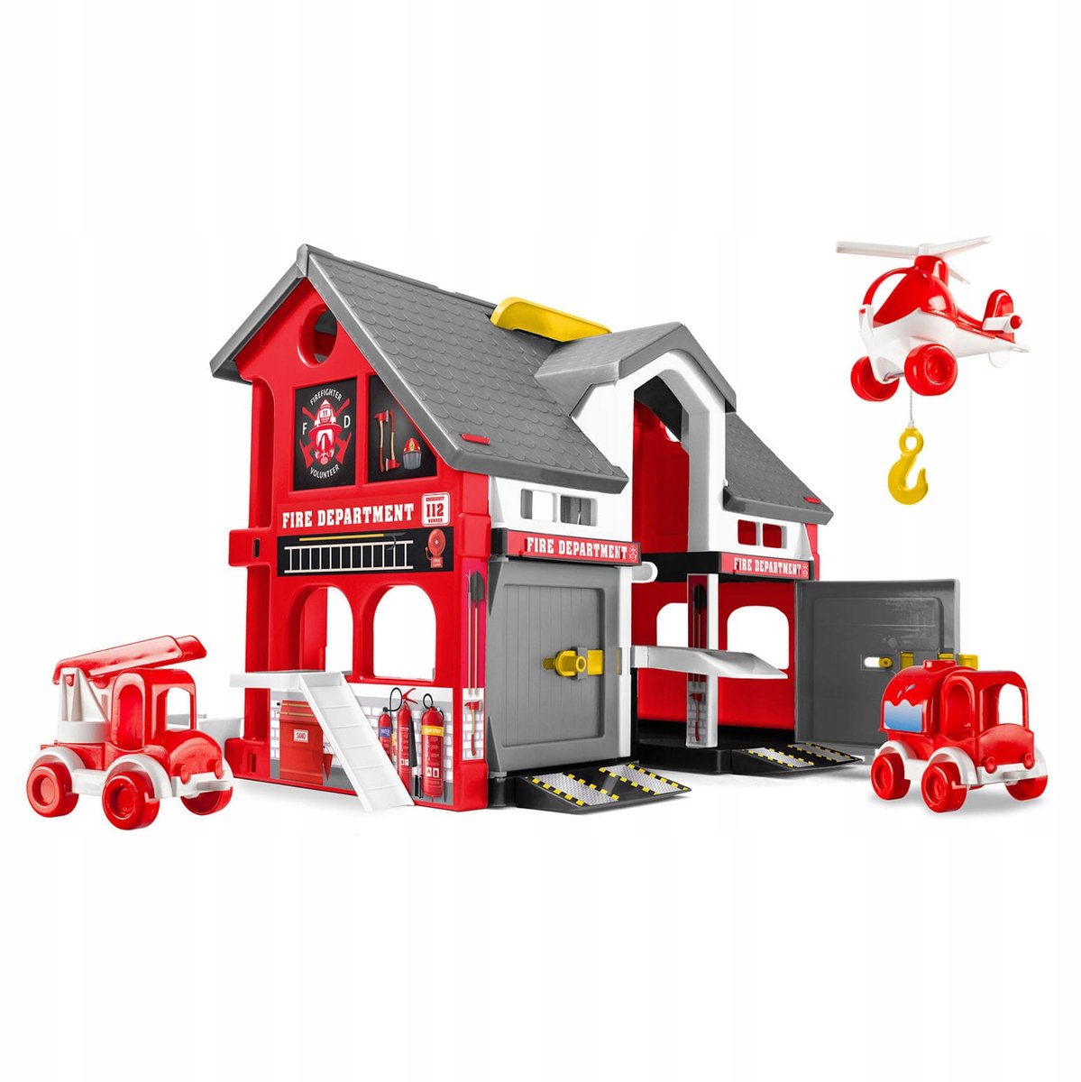 Wader Brandweerkazerne Speelhuis met Voertuigen - Creatieve Set