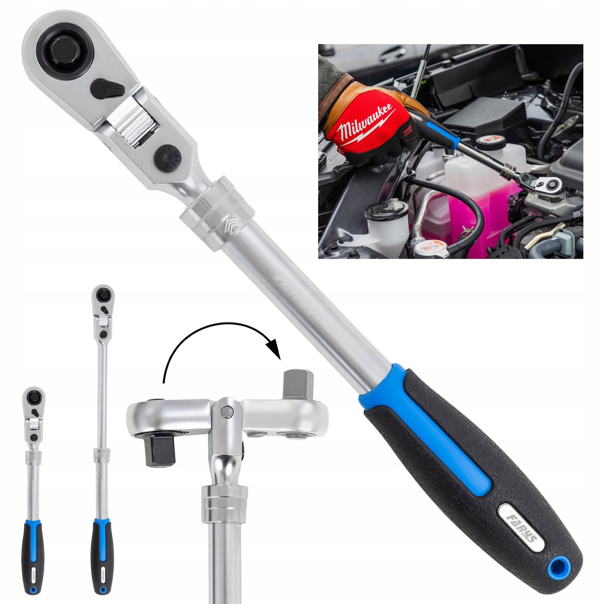 Telescopische ratel met kniescharnier 1/2" SLIM POWER
