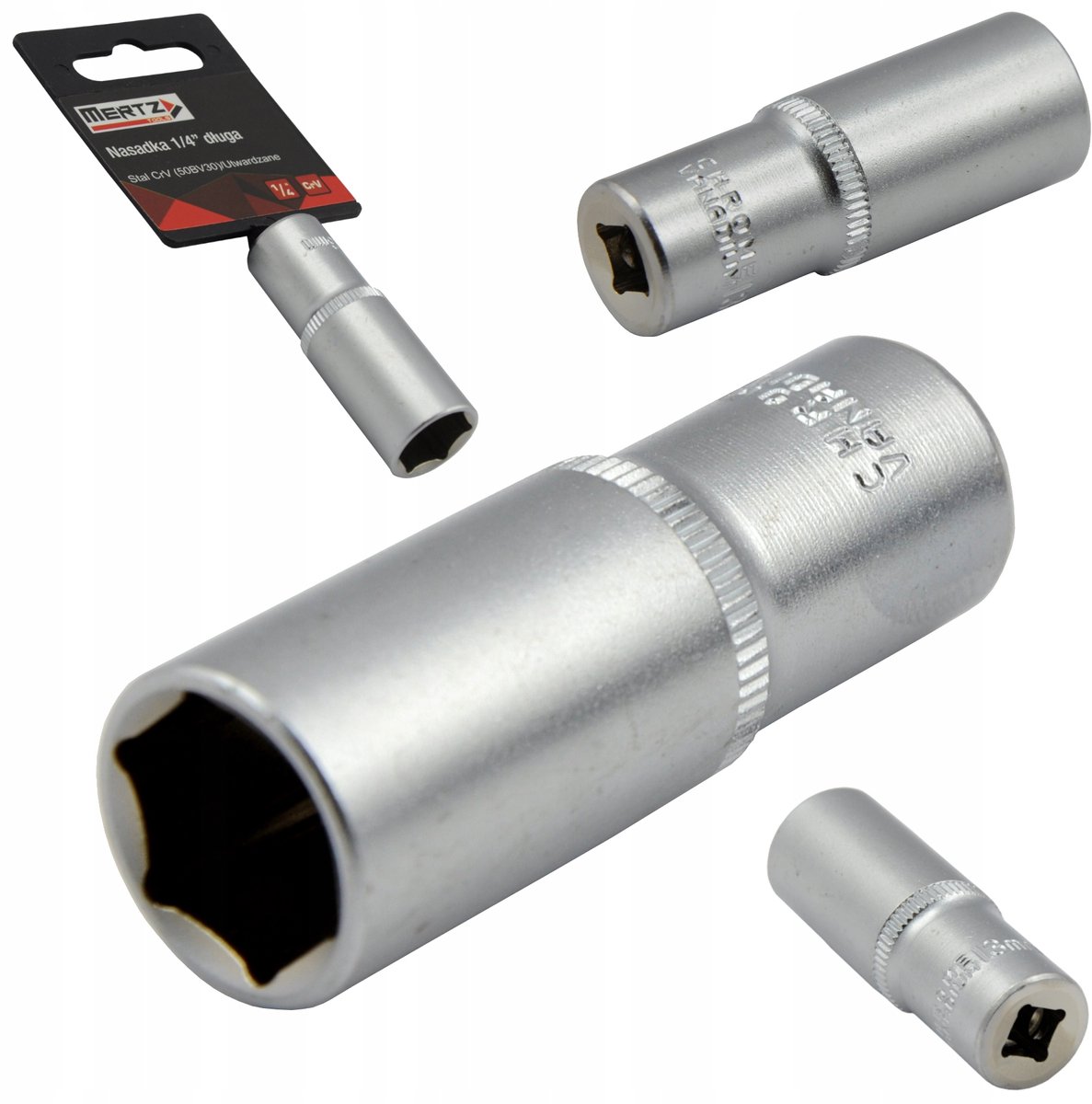 Mertz Lange Dop 8mm 1/4" CrV Zeskant - Ideaal voor Moeilijk Bereikbare Schroeven