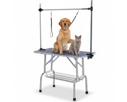 Trimtafel voor honden - 107L x 60B x 170H cm - met dubbele aanlijn optie