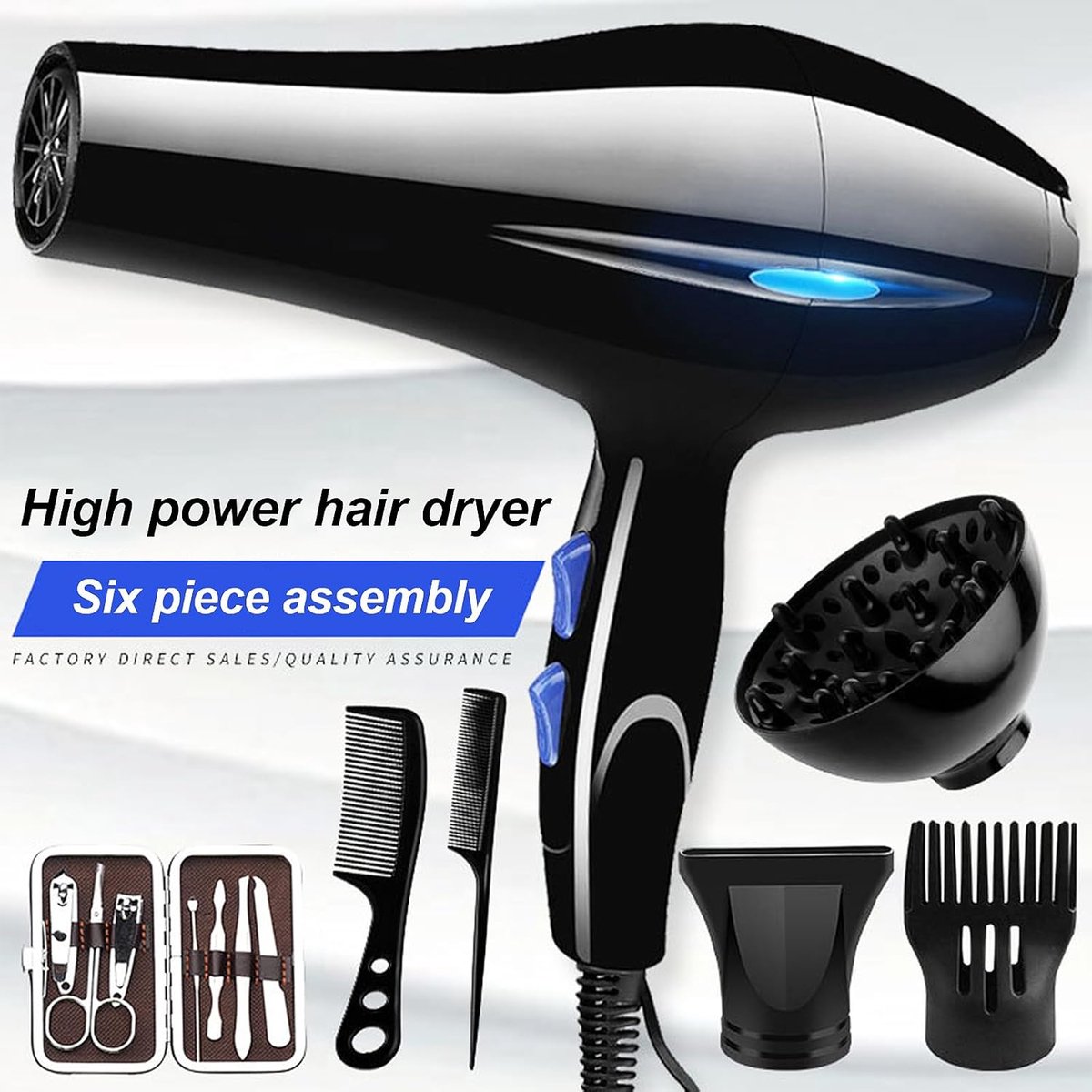 Professionele Haardroger Set - 6 Accessoires & Diffuser - 2 - afbeelding 3