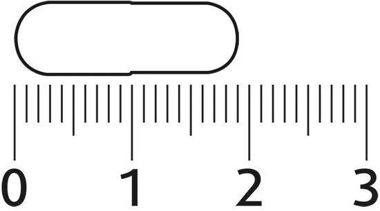 Een capsule met een liniaal waarop de afmeting in centimeters wordt aangegeven.