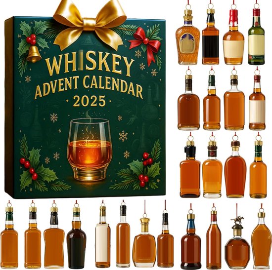 Adventskalender 2025 - Sleutelhanger - Adventskalender - Whisky Adventskalender 2025 - 24 Dagen Countdown - Luxe Acryl Box - Whisky Proeverij Set - Perfect Cadeau voor Whisky Liefhebbers