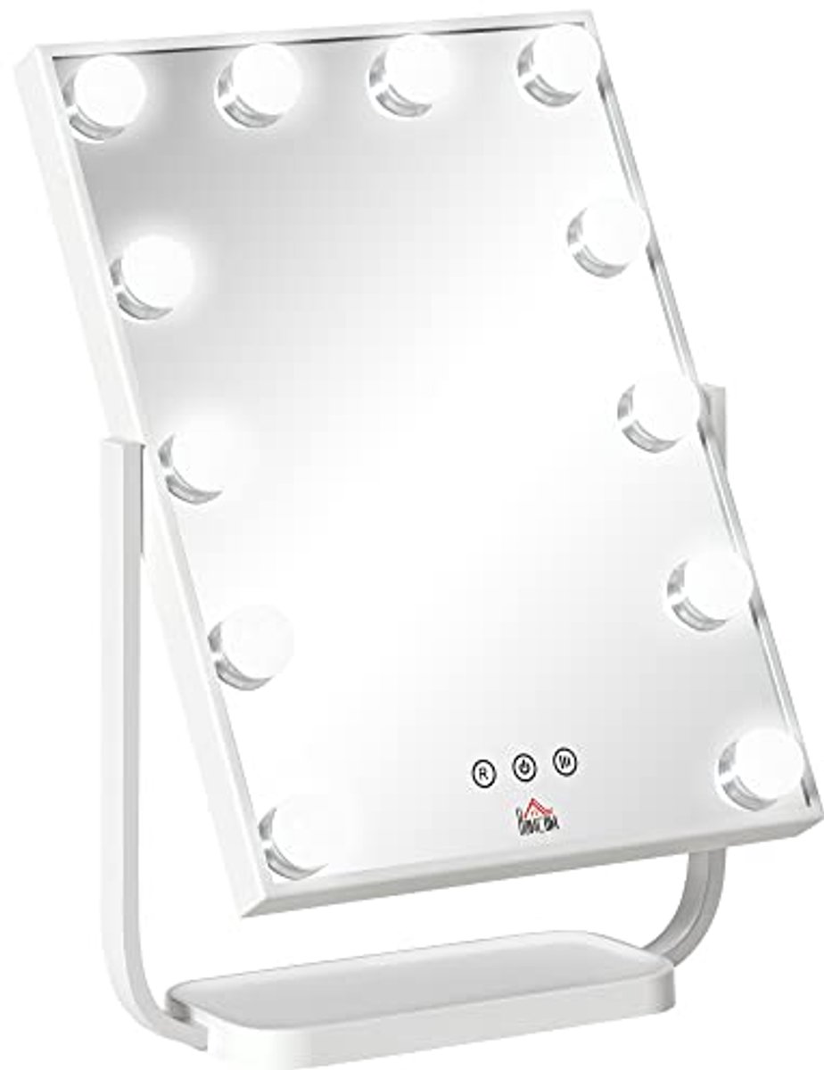 Make-upspiegel Hollywoodstijl met LED-verlichting en touchscreen