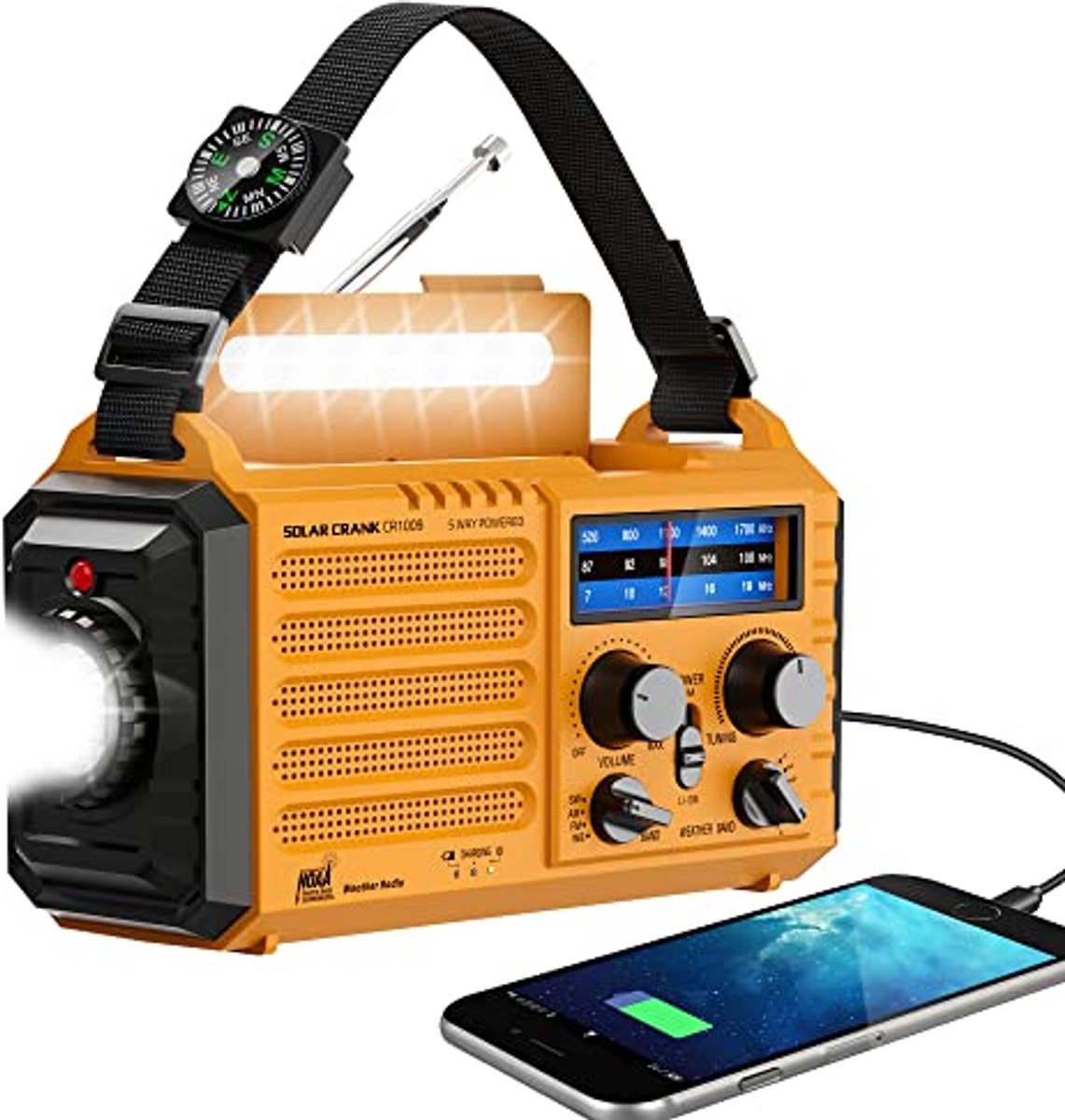 Draagbare Noodradio met Weeralarm en Zonnepaneel - AM/FM en USB-oplader voor Overlevingssituaties