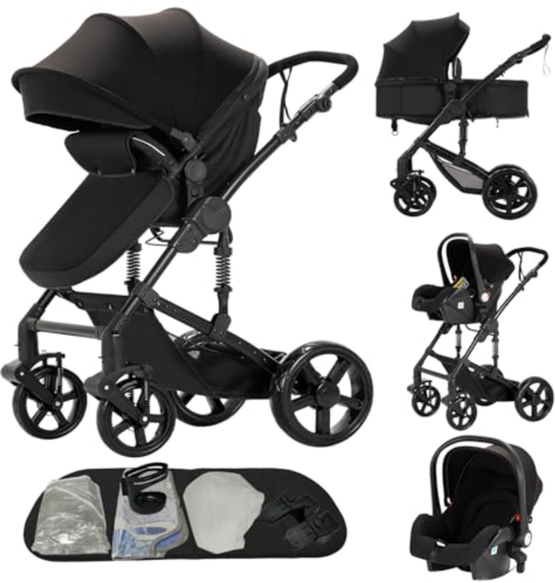 Image of 3-in-1 Kinderwagen met Omkeerbare Schuifmodus en Comfortabele Babybadje