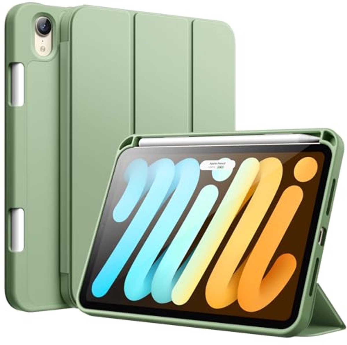 Slimme Tabletcase voor iPad mini (A17 Pro, 2024) / mini 6 (2021) met Penhouder - Matcha Groen
