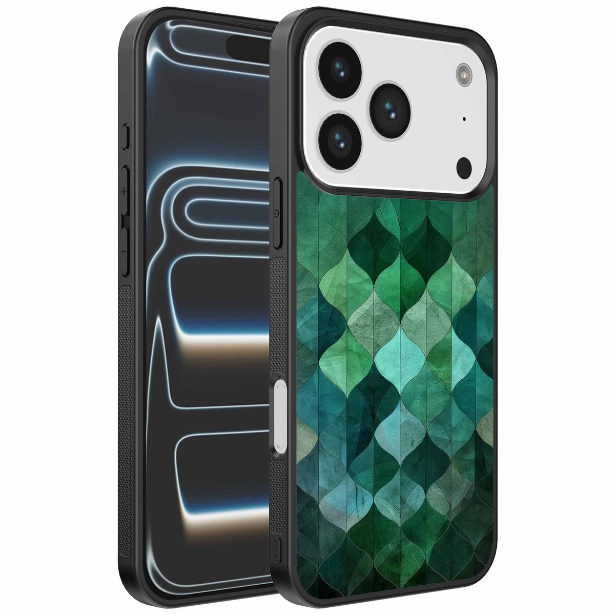 Geschikt voor iPhone 17 Pro Telefoonhoesje met Groene Bladeren Opdruk - TPU Backcover Case Green Leafs Design - Groen - Smartphonica geschikt voor iPhone 17 Pro