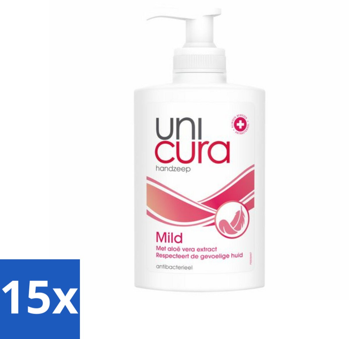 15 x Unicura Vloeibare Handzeep Mild 250 ml - Handzeep - Antibacterieel - Mild - Hygiëne - Handen Reinigen