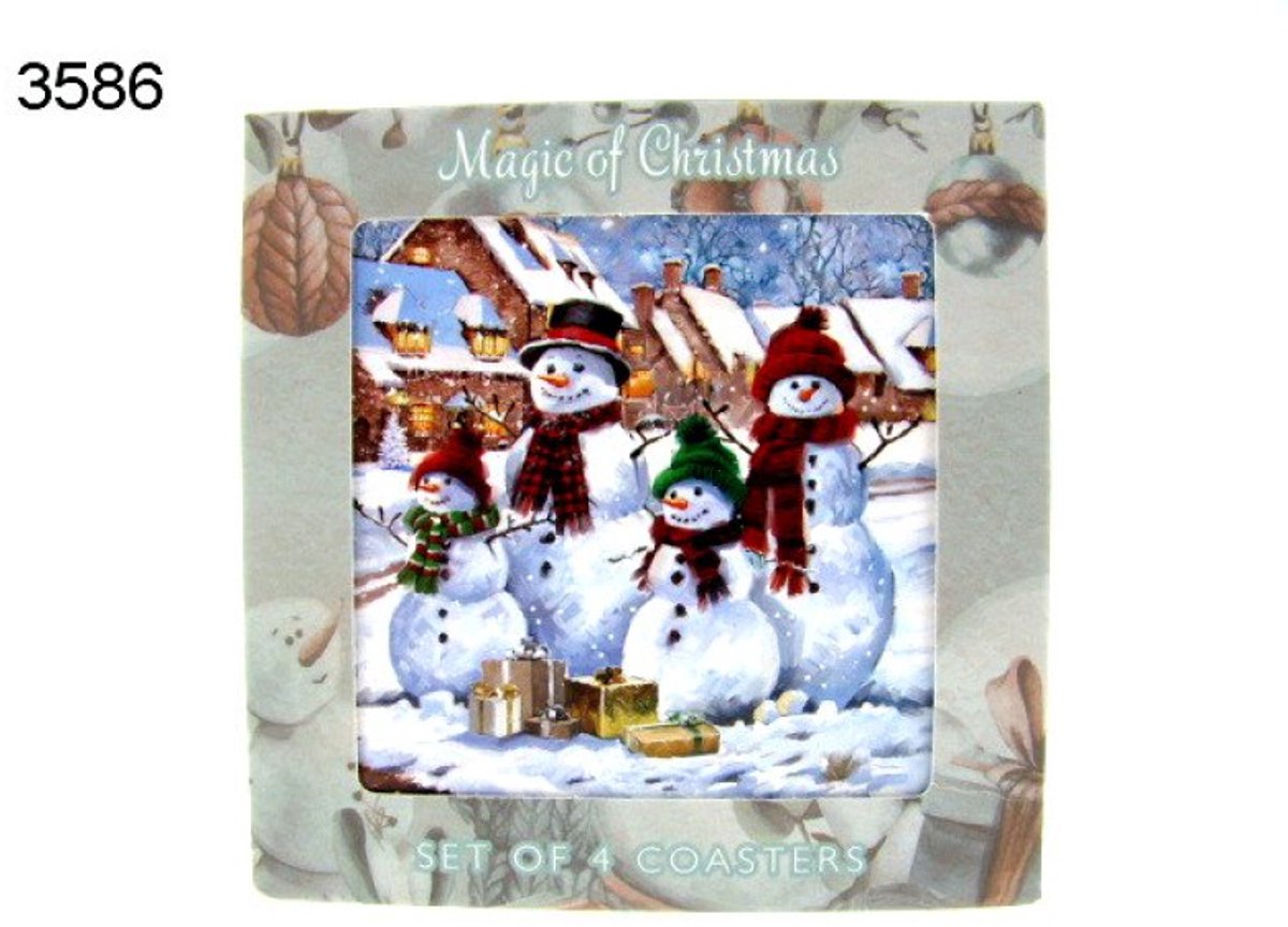Lesser & Pavey Onderzetters The Magic of Christmas sneeuwpop - set van 4