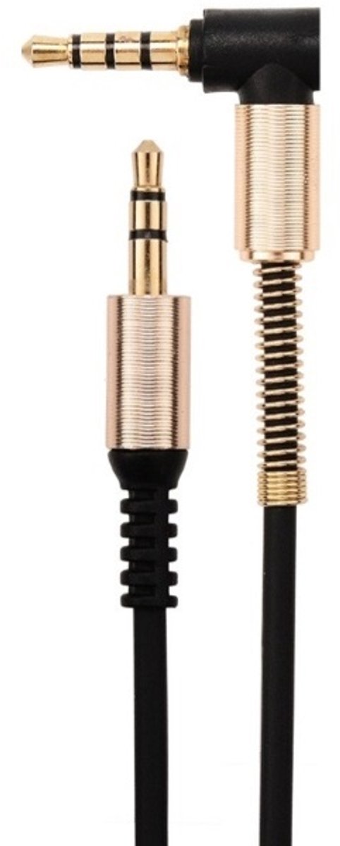 Coretek 3,5mm Jack gekrulde hoofdtelefoon kabel met microfoon - zwart - 2 meter