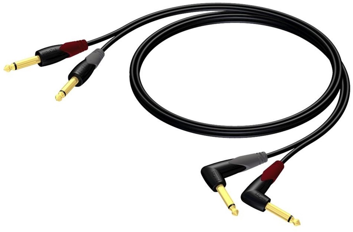 Procab CLA603 mono 2x 6,35mm Jack professionele kabel met haakse connector - 3 meter