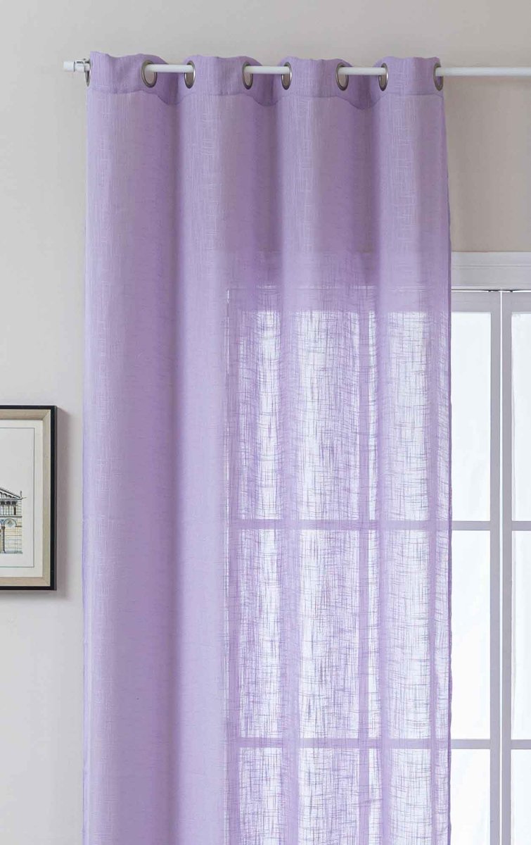 Ibenzoa Lila Gordijn met Linnenlook en Ogen voor Stijlvolle Privacy en Lichtinval paars