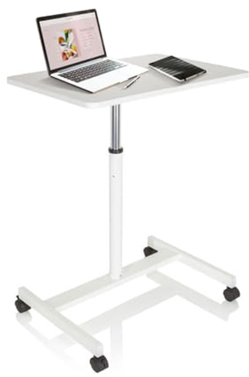 Verstelbare Laptopstandaard Met Wielen - Mobiele Werkplek Voor Thuis En Op Kantoor