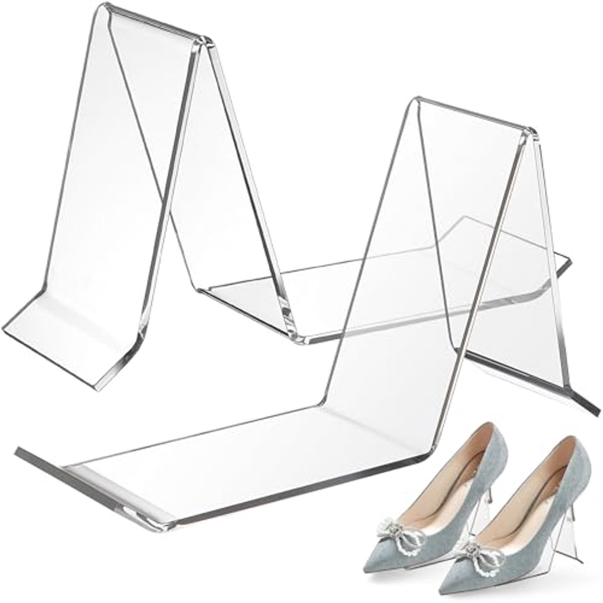 Schoenen Display Standaard - 2 Stuks Acryl Schoenrek voor Sneakers en Hakken