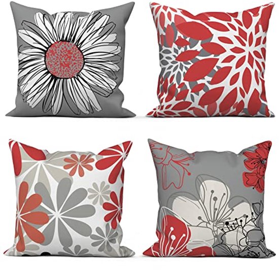 Artoid Mode Grijze Dahlia Bloemen Lente Kussenslopen 2-delige set, 40 x 40 cm Sierkussenhoes Kussenhoes Bank Woonkamer Buitenruimte Decor