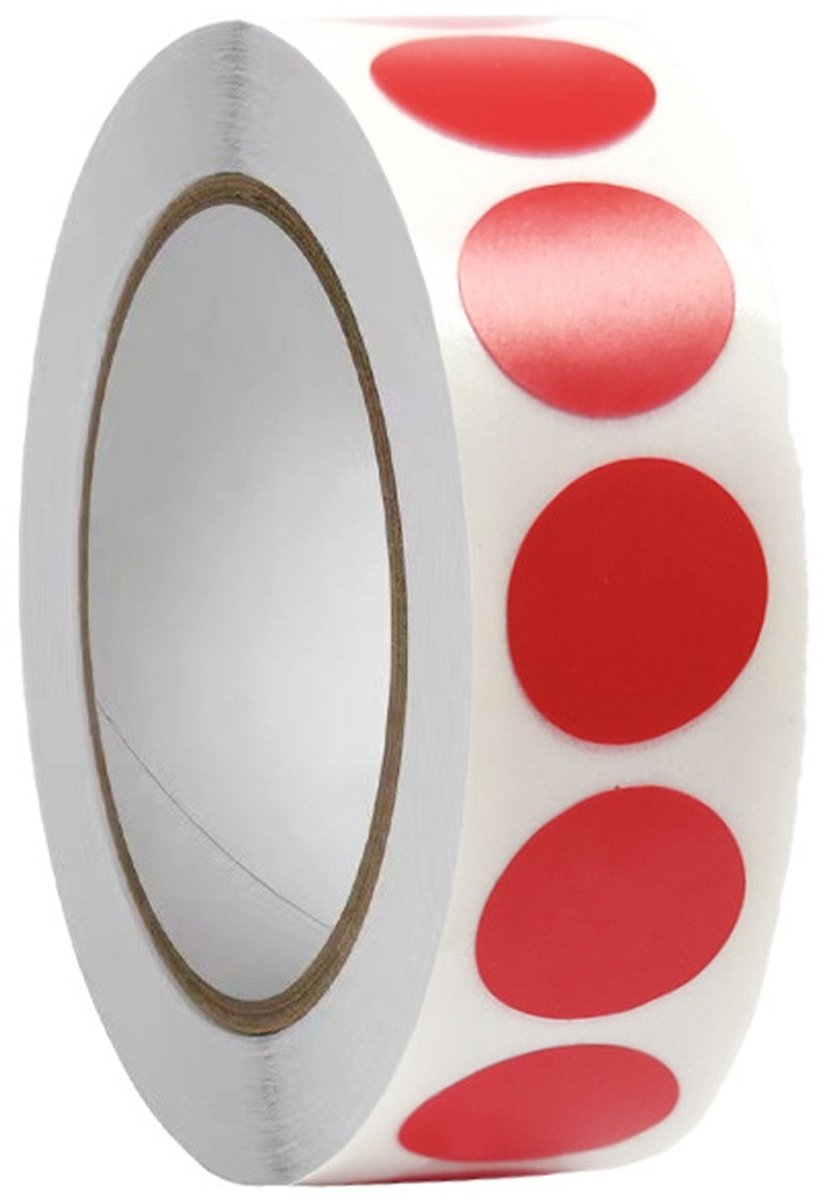 EXCITAT Cirkelstickers - Polka Dot Stickers - Codeerlabels - Geschikt voor kantoor, bedrijf, thuis, klaslokaal - 1,3 cm - 1000 stuks - Rood