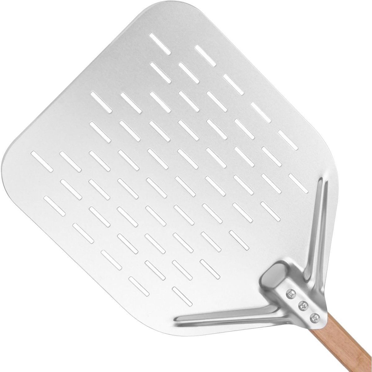 TOVBMUP Pizzaschep - 40 * 30 cm - 12 inch - Groot oppervlak, verwijderbare handgreep - Zilver - Geschikt voor pizza, brood, cake, taart