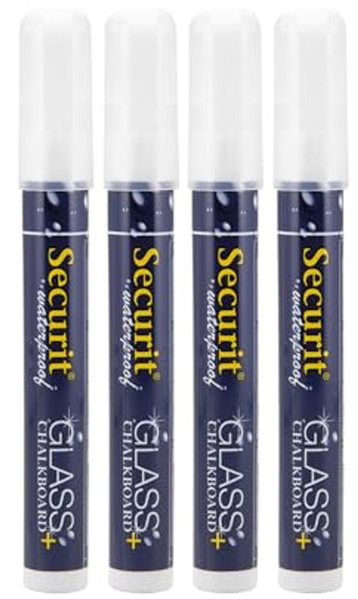 Securit Krijtstiften – 4 Stuks, Wit, Waterdicht, Medium Punt, Ideaal Voor Buitenborden