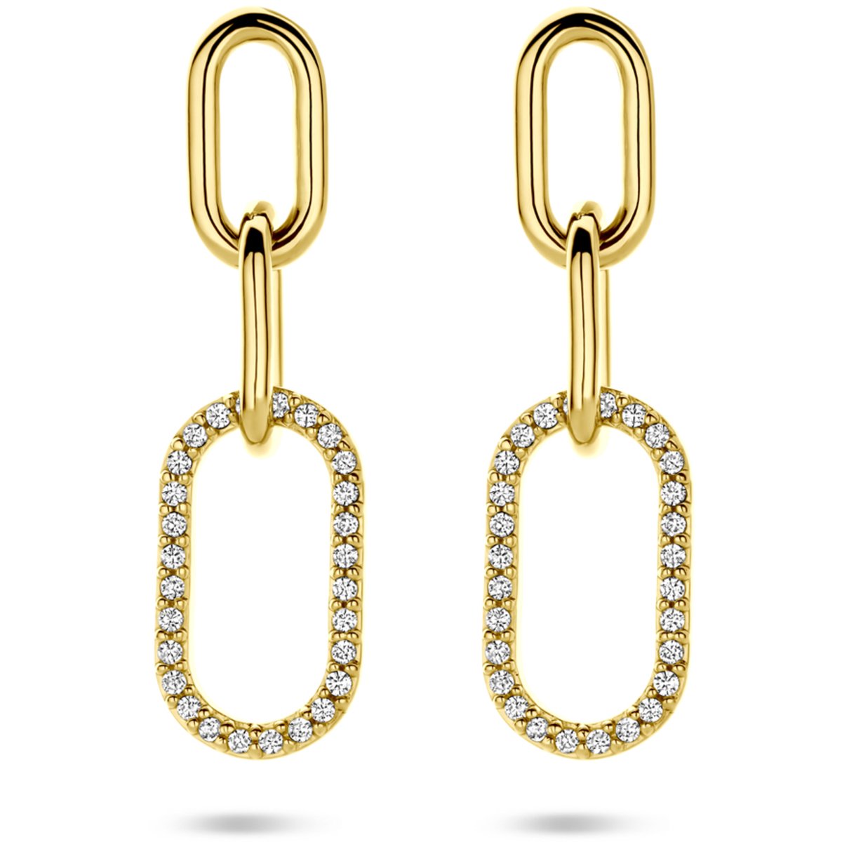 Zilveren vergulde (geel) oorhangers zirkonia 30 mm 1 micron - 2104029