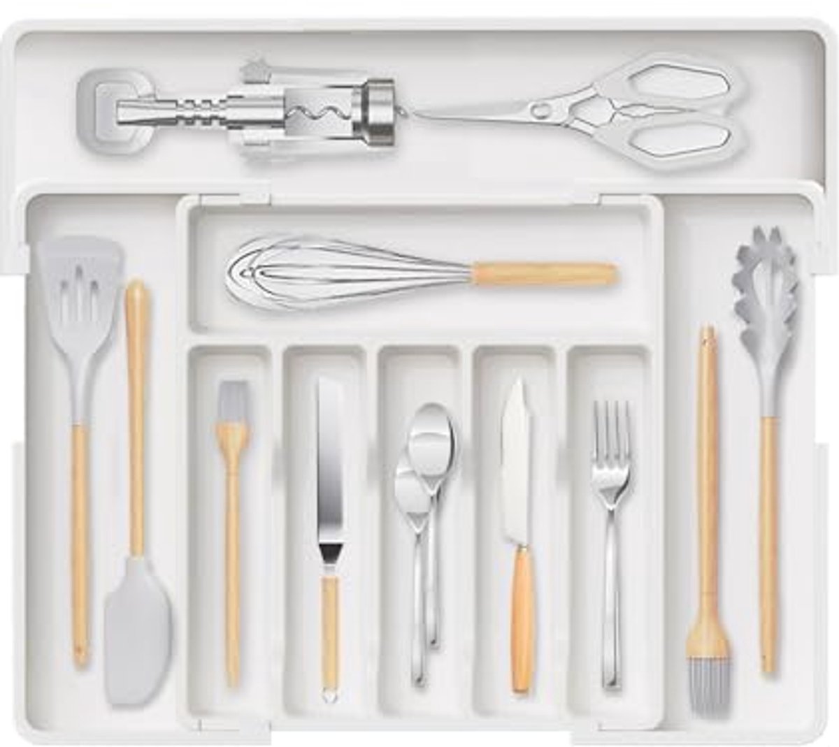 Verstelbare Bestekbak voor Laden - Keukenorganizer Uitbreidbaar tot 56 cm breed