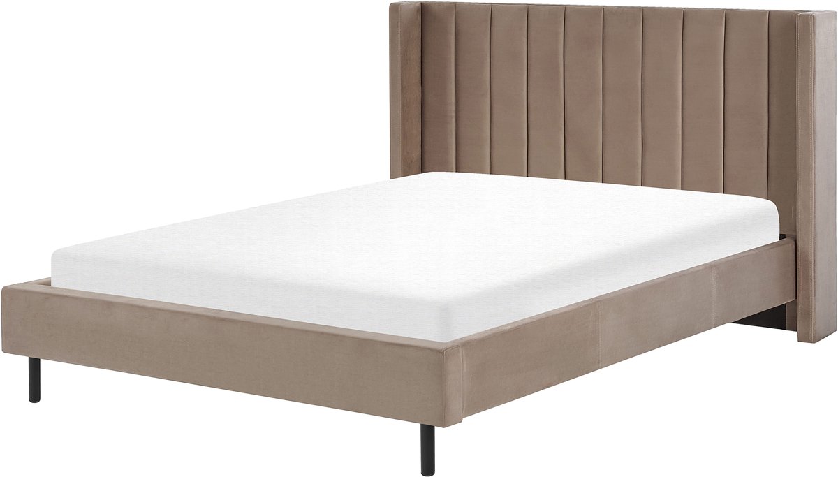 VILLETTE - Tweepersoonsbed - Taupe - 160 x 200 cm - Fluweel