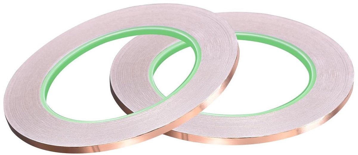 Allecto plus - Dubbelzijdig geleidend plakband koperfolietape 3 mm x 30 m - gitaar, EMI Shielding, elektrische reparaties