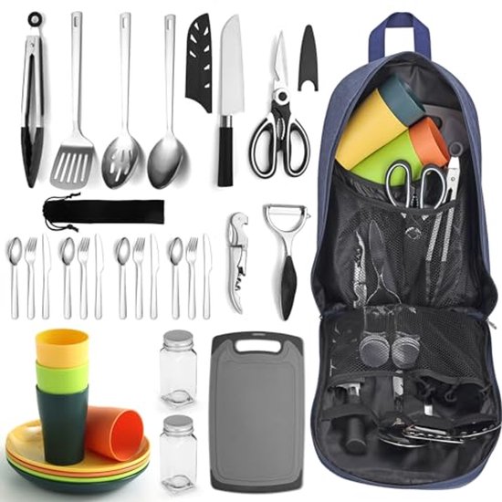 Draagbare Camping Kookgerei Set - 23-delig Kookaccessoires voor de Perfecte Kampeerervaring