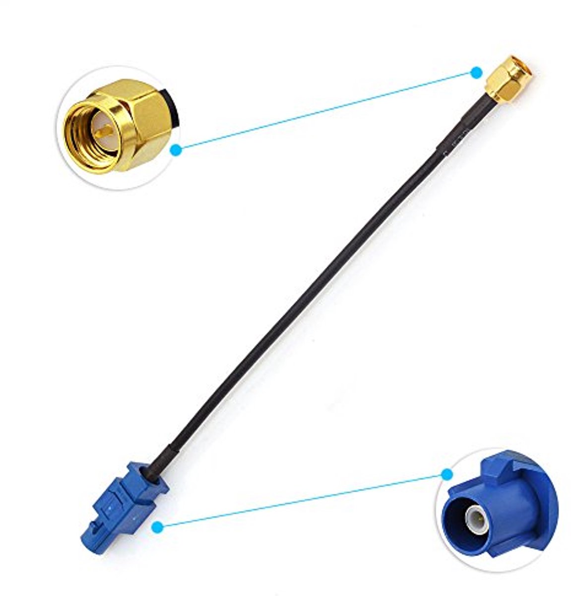 Fakra naar SMA Kabel 15cm voor DAB Antenne en GPS Systemen