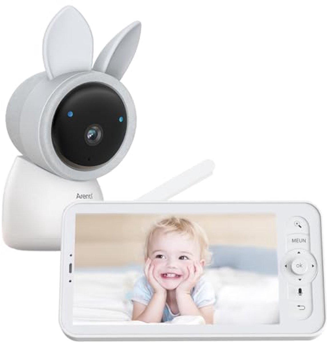 2K UHD Video Baby Monitor met 12.7 cm LCD Scherm, Draaifunctie en Automatische Volging