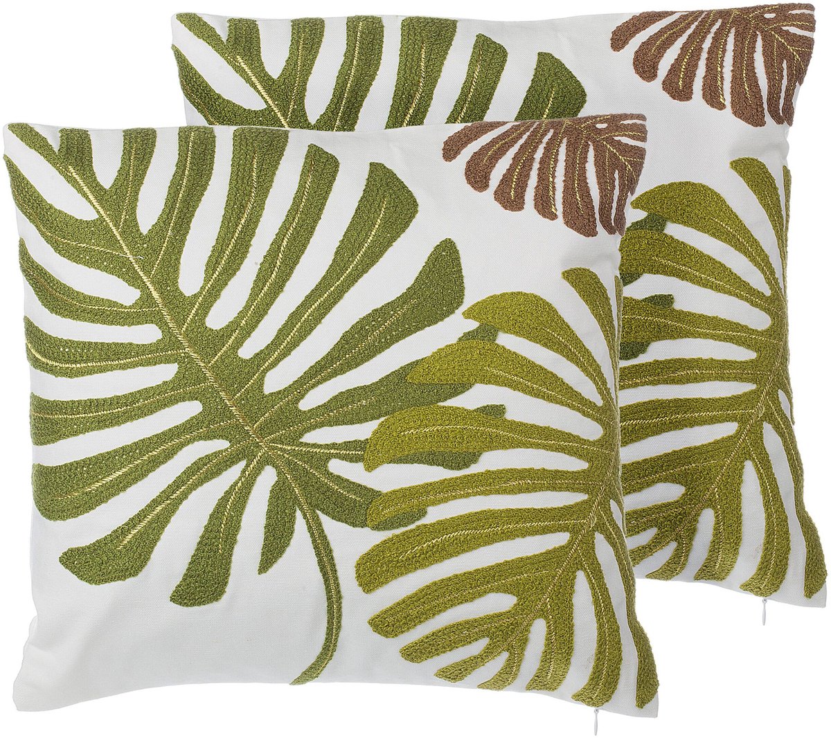 Beliani ZENOBIA - Sierkussen set van 2 - Donkergroen - 45 x 45 cm - Katoen