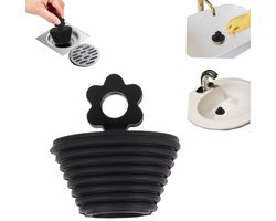 Afvoerplug, gootsteenafvoer, badkamerafvoerdeksel, rioolgeurstopper, siliconen badstop, geschikt voor rioleringen, gootstenen, badkuipen, keukens, vloerafvoeren (4,7*5,46cm, zwart)