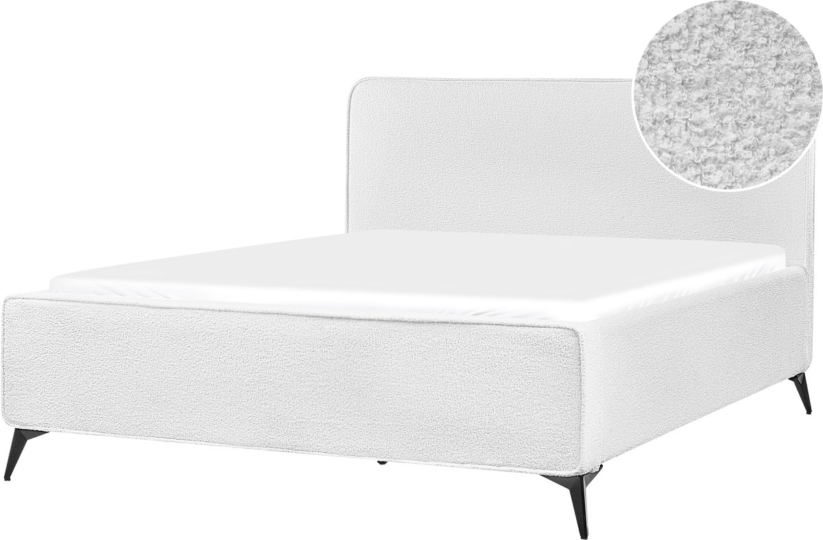 BELIANI VALOGNES - Bed - Gebroken wit - 160 x 200 cm - Bouclé