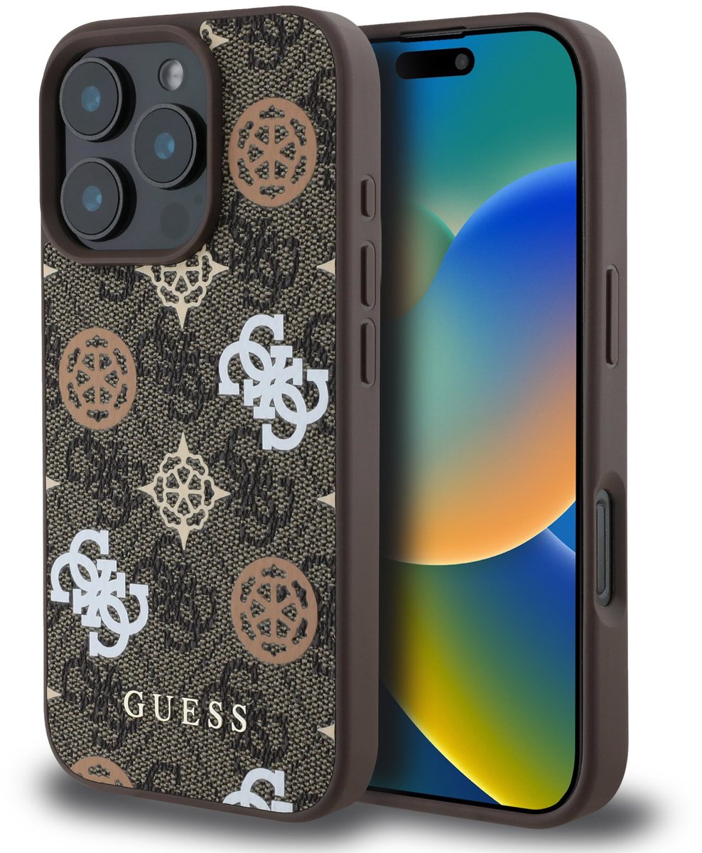 Guess Peony geschikt voor iPhone 16 Pro Max hoesje - geschikt voor Magsafe - Bruin