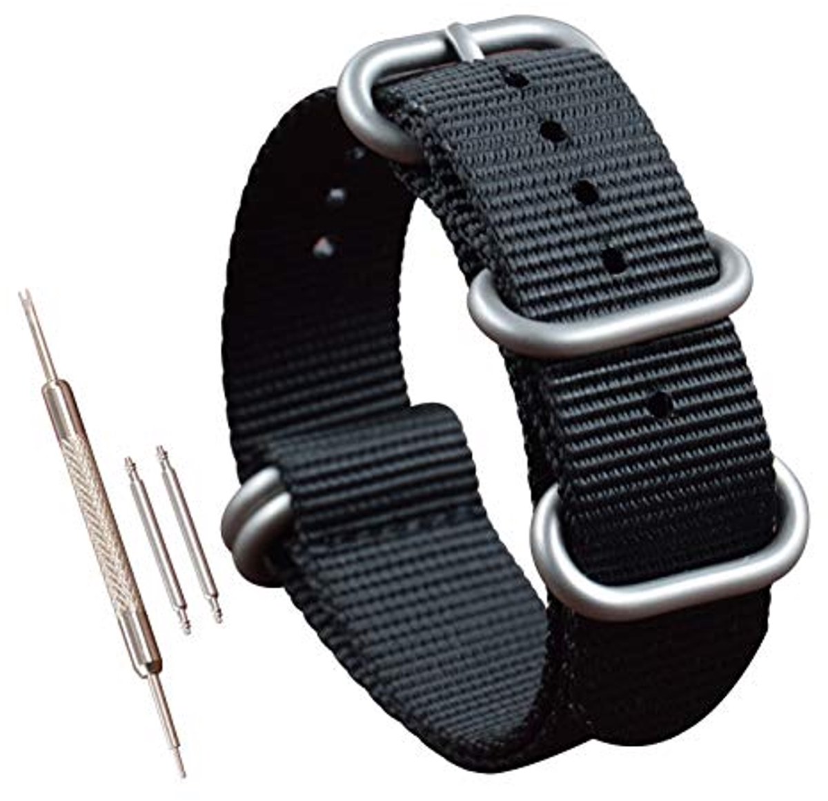 Dikke Nylon Horlogeband voor Mannen met 5 Ringen