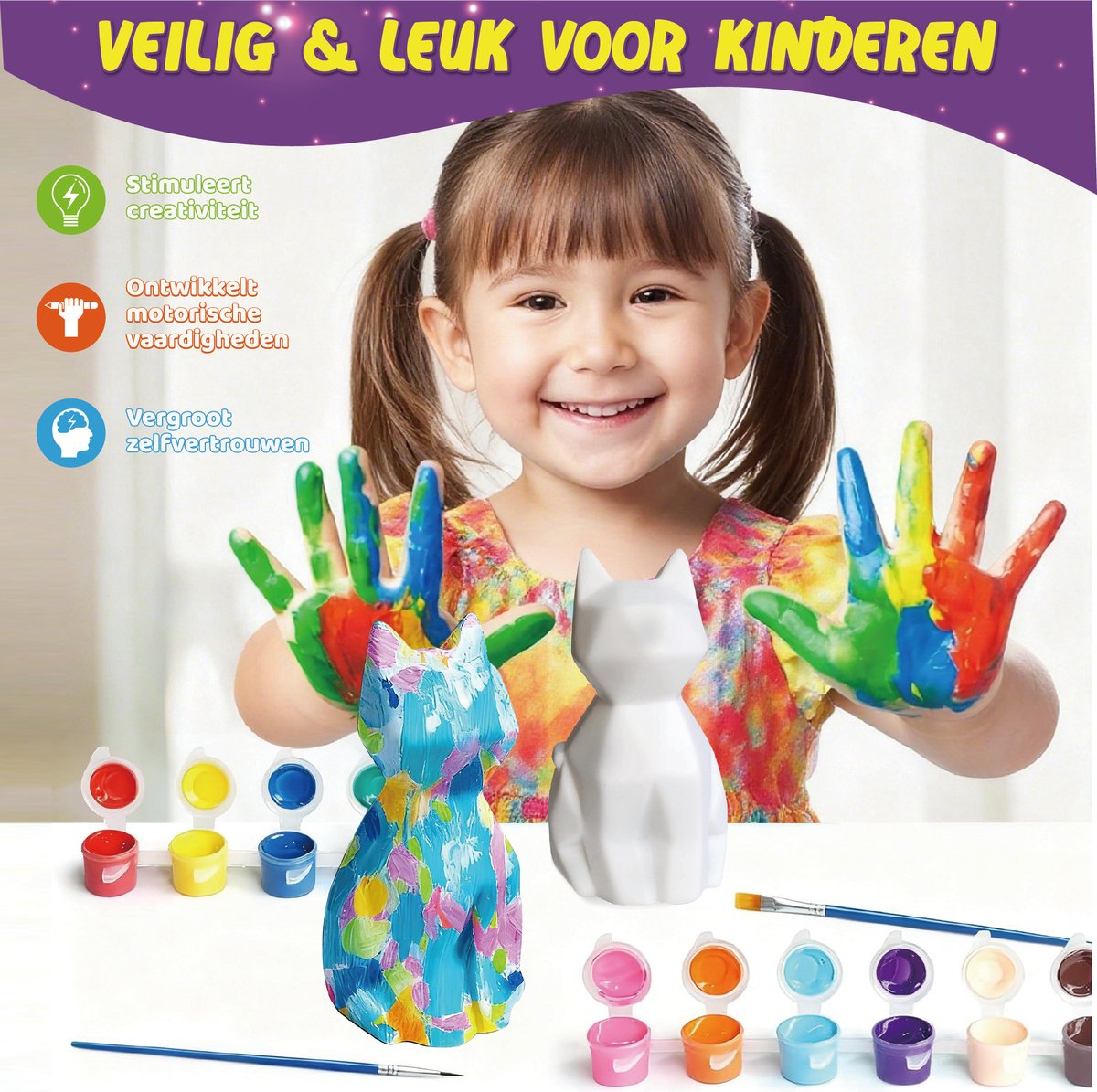 Kit de Peinture Kattenlamp 3D Nachtlampje: Perfect cadeau voor meisjes van 6 tot 12 jaar. Creatieve doe-het-zelf kit voor kunst en knutselen. Ideaal voor Valentijnsdag en verjaardagen van 4-12 jaar