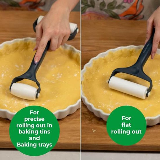 Deegroller, roestvrij staal, deegroller met 2 rollen, deegroller, kleine deeguitroller, anti-aanbak, rolling pin met dubbele kop, voor pizza, fondant, cake, koekjes, pasta, vaatwasmachinebestendig