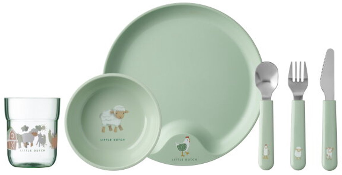 Mepal Mio kinderservies set – 6-delig – Kraamcadeau – Kinderservies – Little Farm