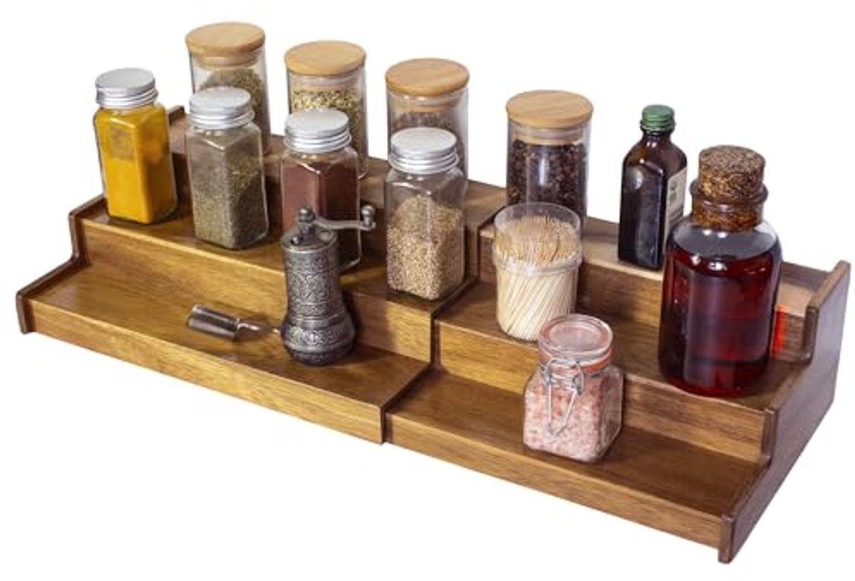 3 Laags Houten Kruidenrek voor Keuken - Spice Organizer voor Kast