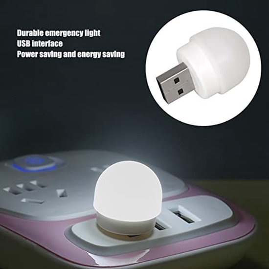 Energiebesparende USB Nachtverlichting - Mini LED Lamp voor Slaapkamer en Badkamer van Merkloos — afbeelding 3