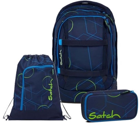 Amythe Schoolrugzak meisjes set 3-in-1 met lunchtas pennenetui, rugzak school kinderen schooltas met borstriem reflecterend, schooltas Kawaii waterafstotend, 26 l, 6777, blauw, Rugzak Rugzak